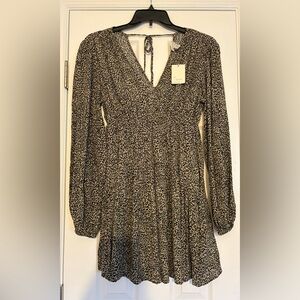 A New Day XS Leopard Print Long Sleeve Dress NEW